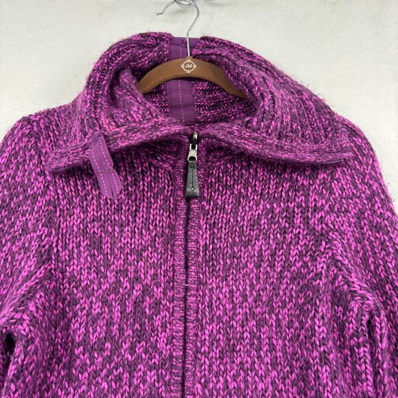 Lole Cardigan Sweater Womens Size M Purple Wool Blend Full Zip Fuzzy Knit - Picture 4 of 14